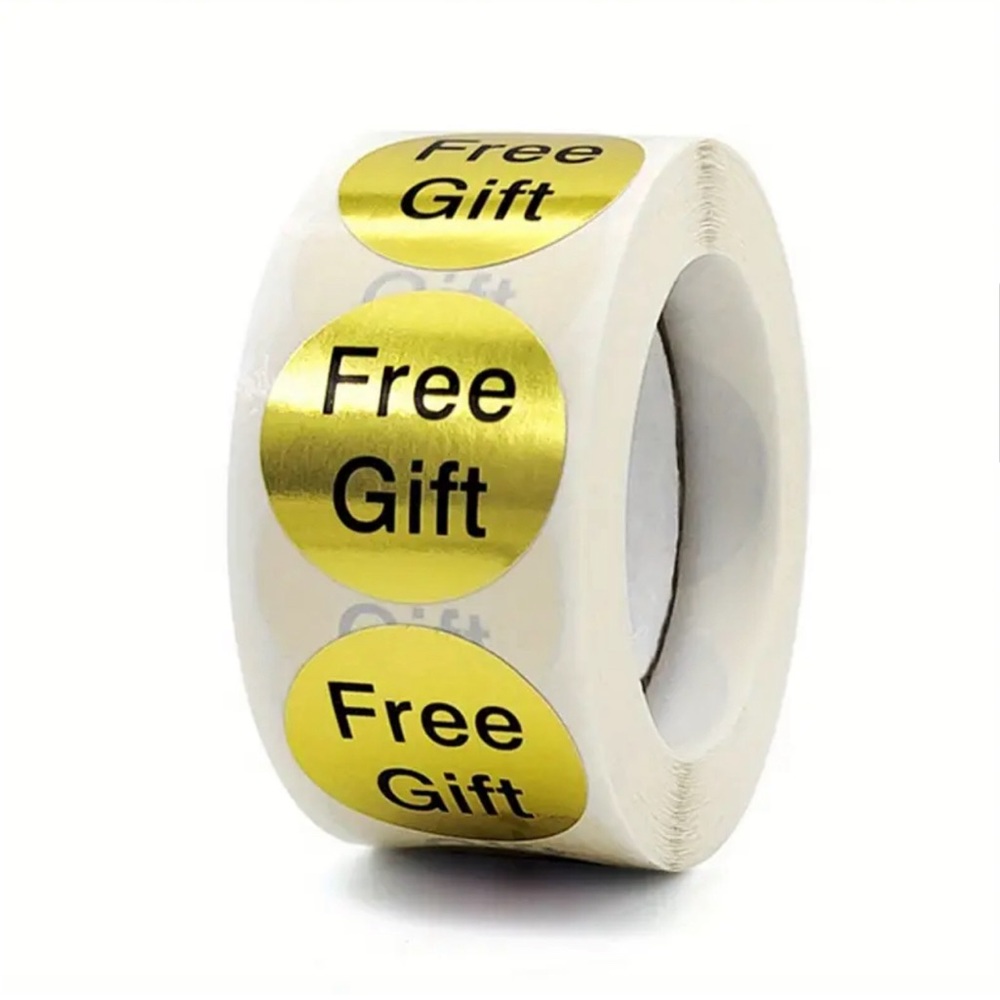 “Free Gift” Stickers 500 Pcs, Gold & Black